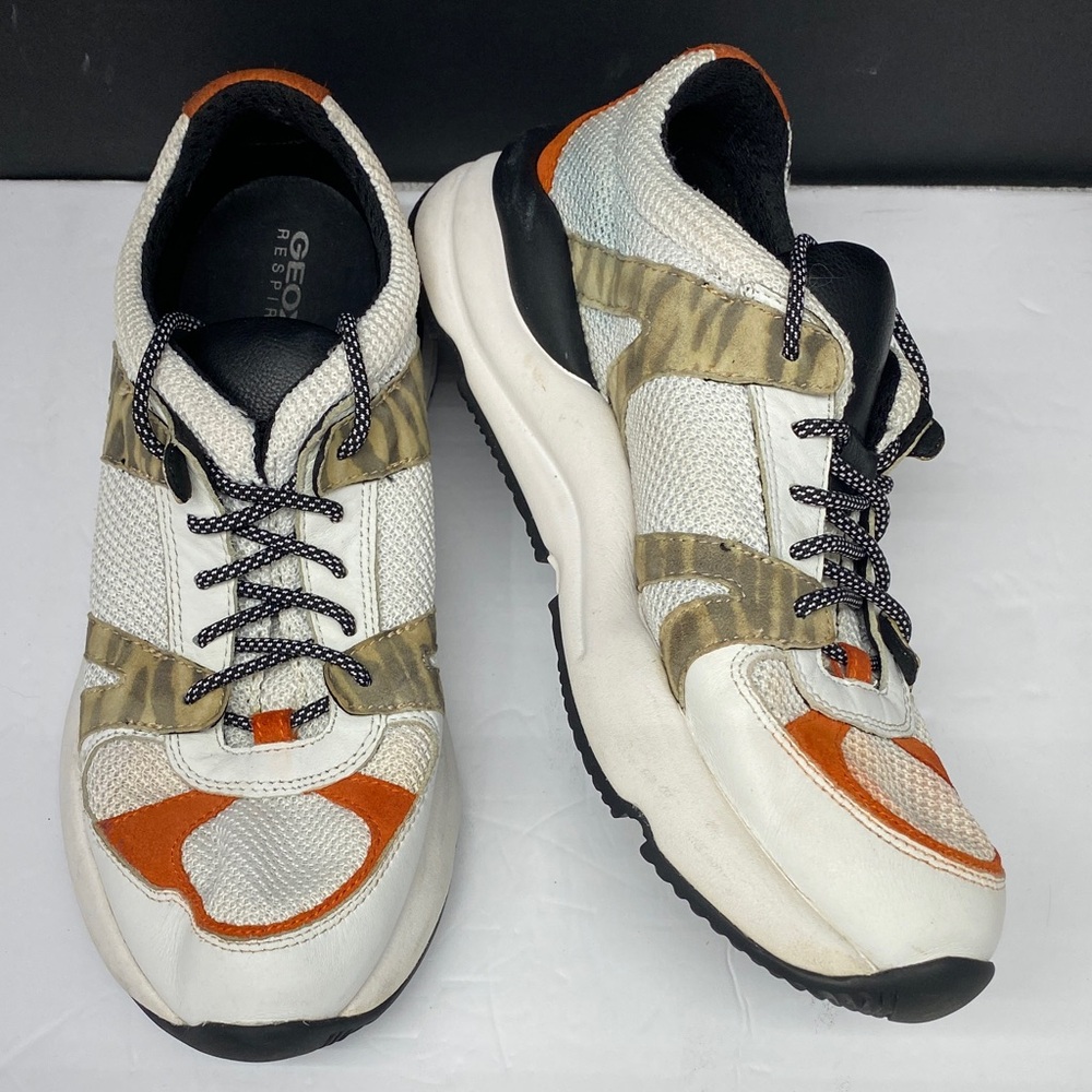 GEOX Women's D02GDA Topazio 3 Fitness Running Sneaker Shoes Size 10 White
